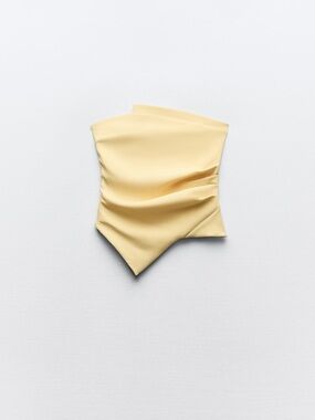 Zara Strapless Draped Top - Pale Yellow
